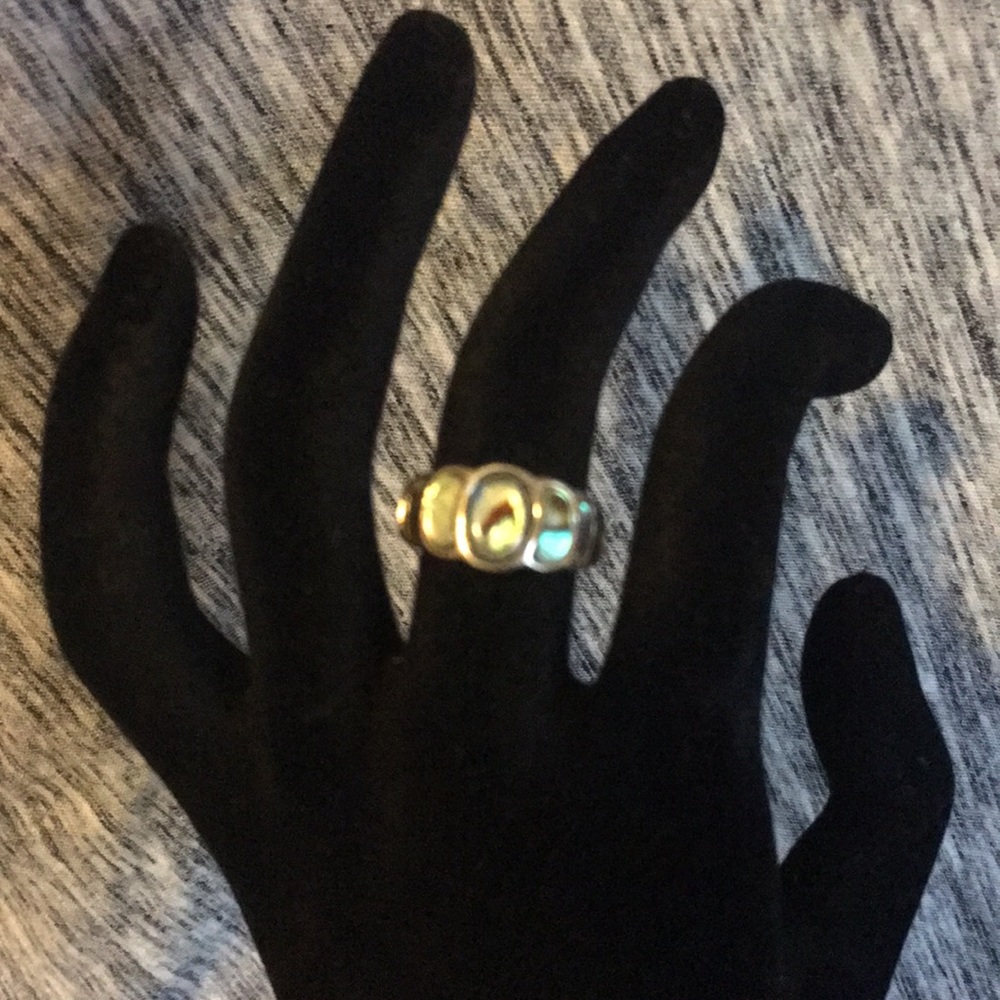 Green Abalone Shell Statement Ring A44 - image 1